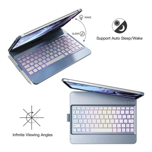 360° Keyboard Case For iPad Pro‎ 11” 4th/3rd/2nd/1st Generation 10 Color Backlit